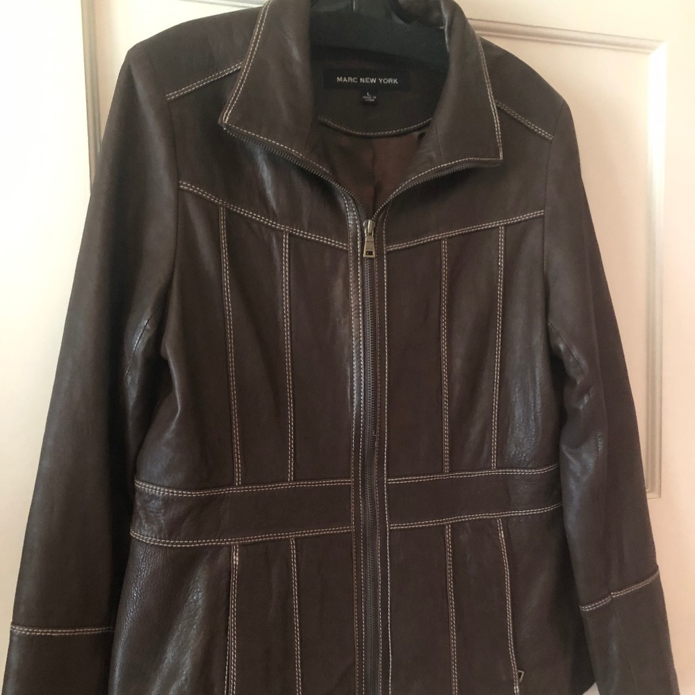 Marc New York Brown Lambskin Leather Jacket